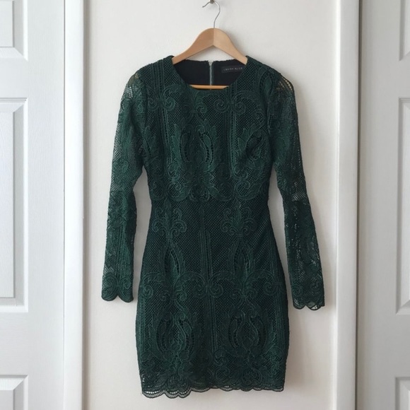 Lavish Alice open Back Forest Green Mini Lace Dress US6 - Picture 4 of 9